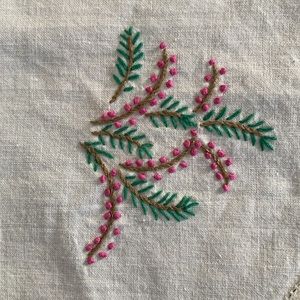 Vintage European hand embroidered doilie dresser scarf